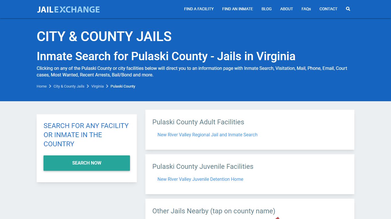 New River Valley Regional Jail - Pulaski Inmates